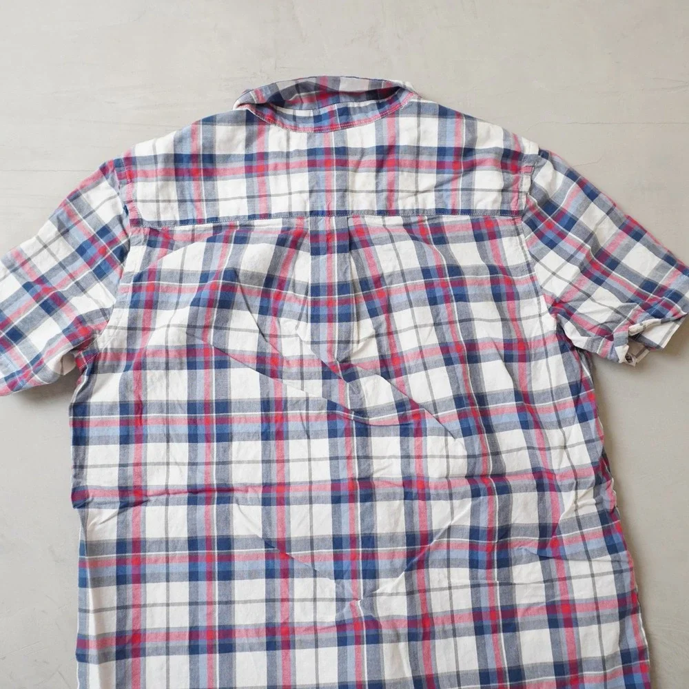 Ralph Lauren Boys XL 18-20 Plaid Short Sleeve Button Down Shirt Red White Blue